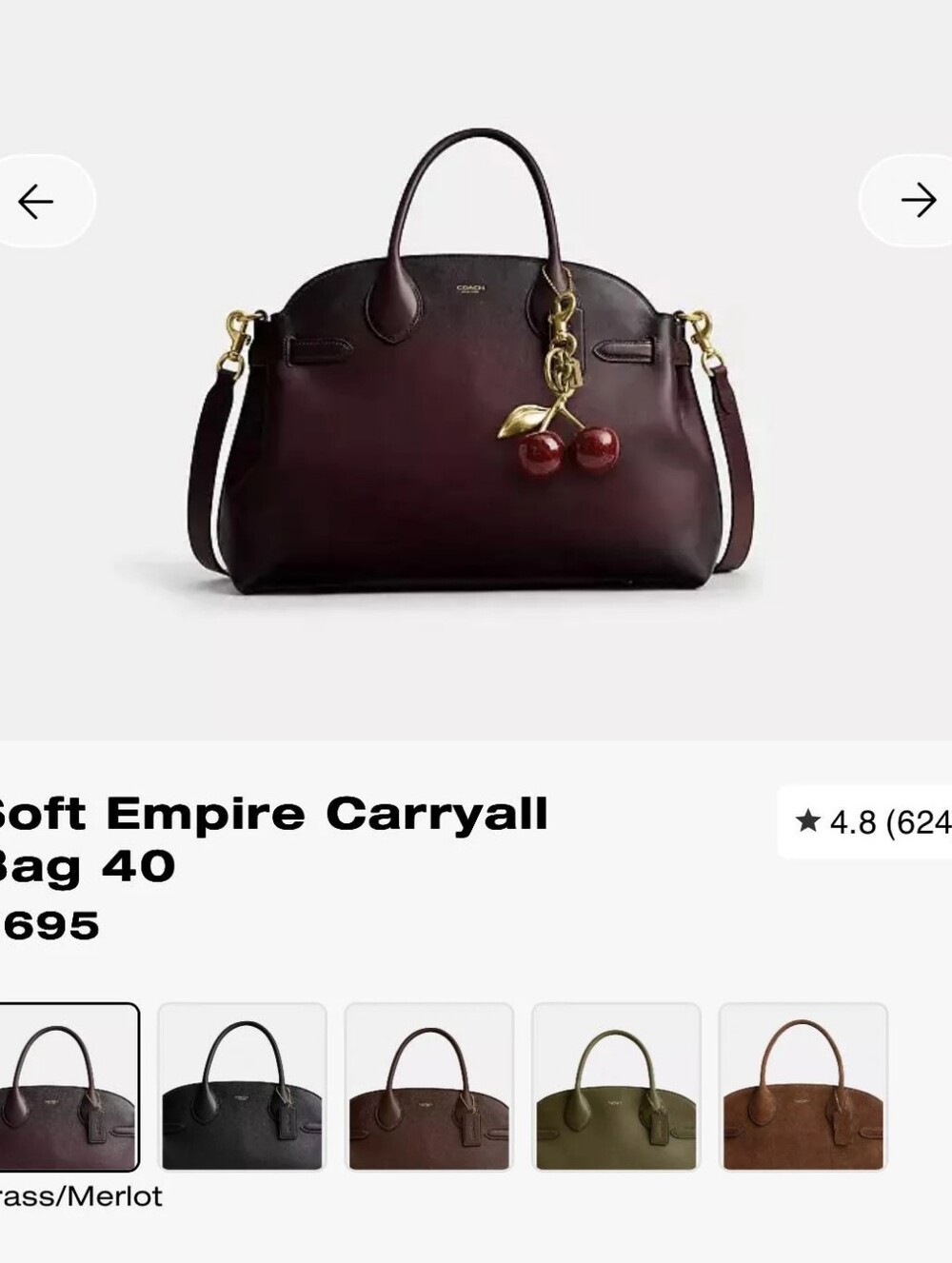 Coach NWT Empire 40 - Burnished Merlot/Brass - Below Retail/FREE Ship - Picture 12 of 14